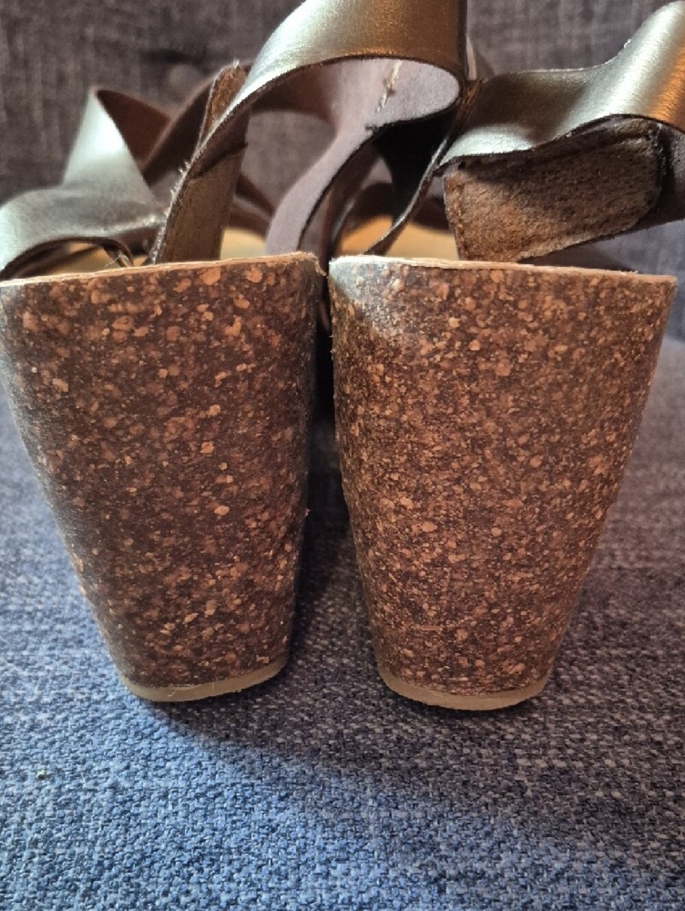 Women's Metallic Brown Crisscross Wedge Sandals - Picture 4 of 9